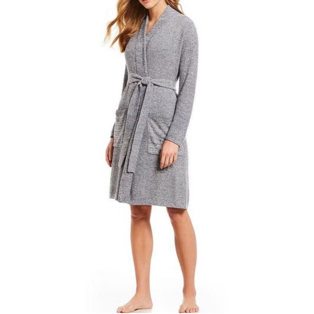 Barefoot Dreams CozyChic Lite Ribbed Robe S / M in Pacific Blue Pearl (Gray) - Picture 5 of 11
